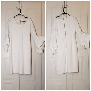 White Formal Dress with Flare sleeves